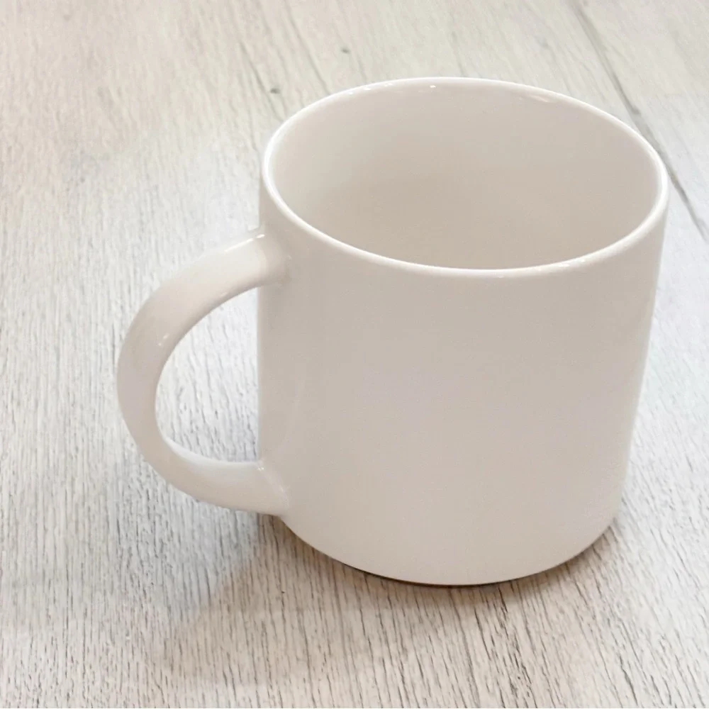 Williams Sonoma Monogram Initial Capital J Mug Cup White/Ivory w Gold Trim 12 oz